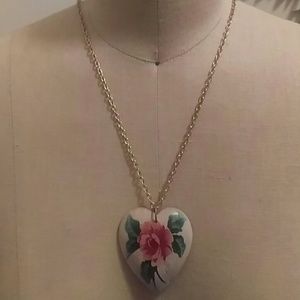 Long floral heart necklace